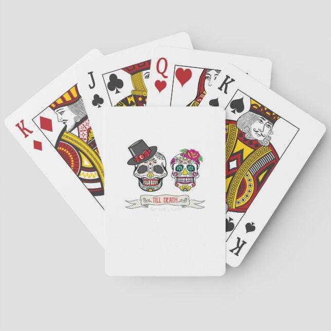 Skull Wedding Bride and Groom Till Death Print Poker Cards (Back)