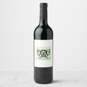 Skull Wedding Bride and Groom Till Death Print Wine Label