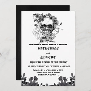 Skull Wedding Halloween Sugar Gothic Floral Invit Invitation