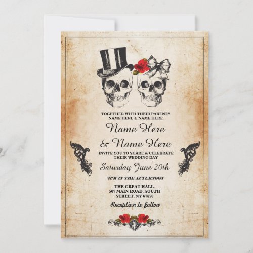 Skull Wedding Halloween Sugar Gothic Floral Invite