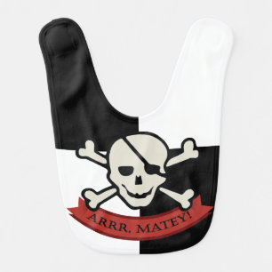 Skull - White & Black Baby Bib