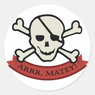 Skull - White Classic Round Sticker, Glossy Classic Round Sticker