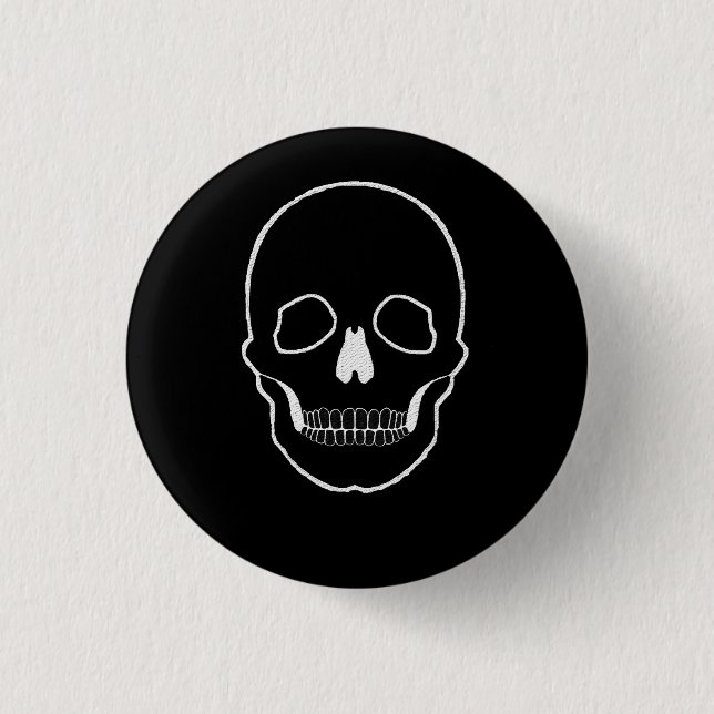 Skull white pinback button (Front)