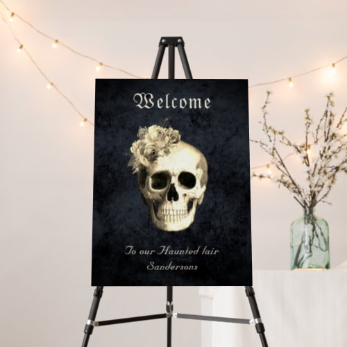 Skull White Roses Personalized Halloween party Foam Board