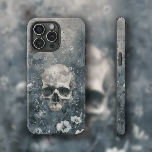 Skull  Wildflowers A iPhone 15 Pro Max Case