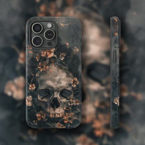 Skull  Wildflowers B iPhone 15 Pro Max Case