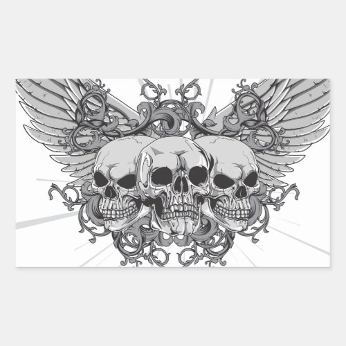 Skull Wings Rectangular Sticker