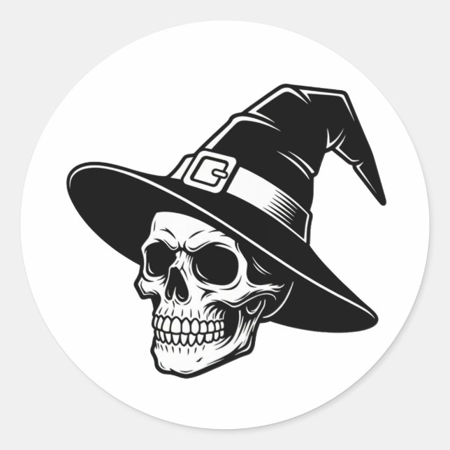 Skull Witch Hat Gothic Art - sticker (Front)