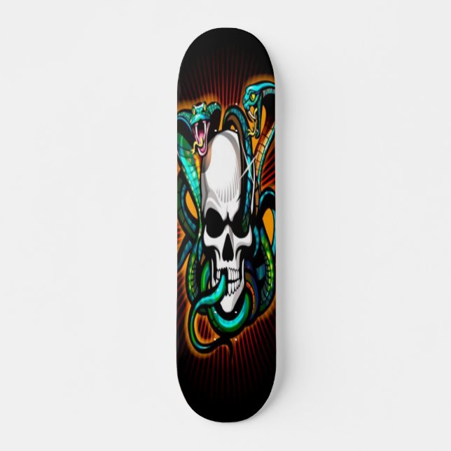 Skull with 2 Cobras Skateboard Deck (Front)