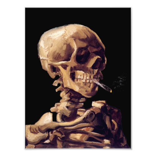 Skull with a burning cigarette by Van Gogh Photo Print
