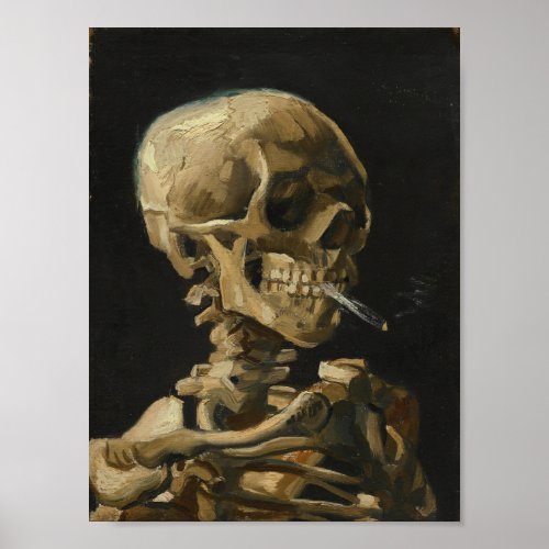 Skull with a Burning Cigarette by Van Gogh Poster