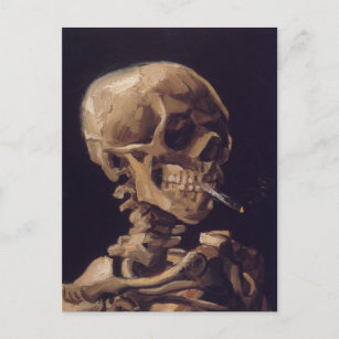 Skull with a Burning Cigarette Postcard