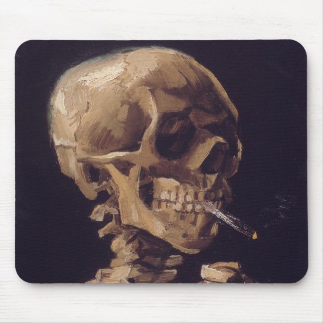 Skull with a Burning Cigarette - Vincent Van Gogh Mouse Pad (Front)
