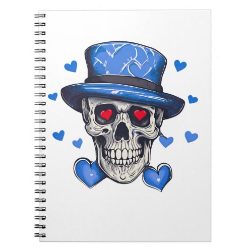 Skull with a passionate blue hat notebook