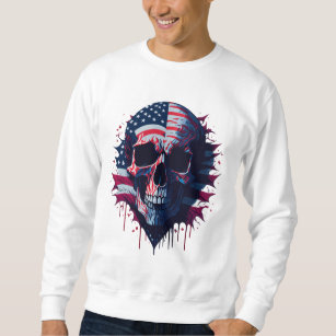 Skull With American Flag Sweatshirt