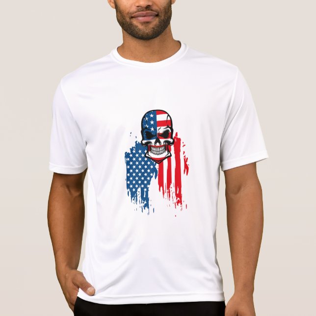 Skull with American Flag T-Shirt (Front)