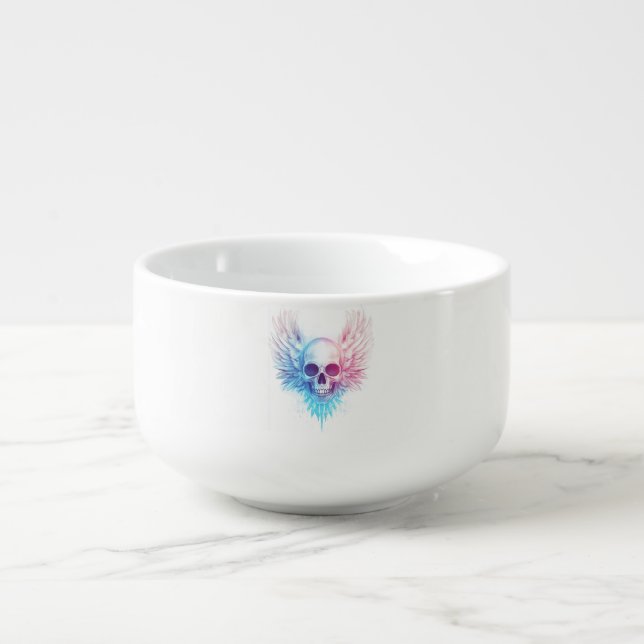 Skull with Angel Wings Soup Mug (Front)