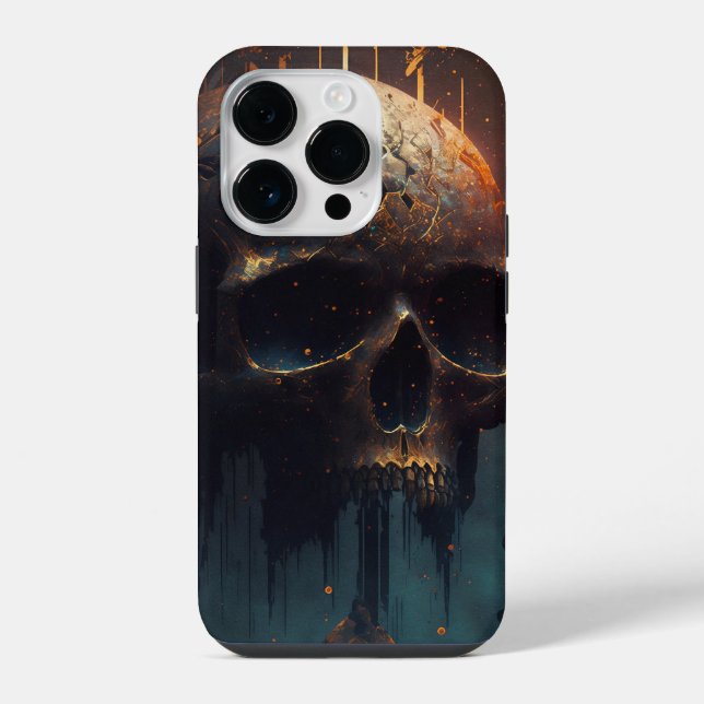 Skull with apocalyptic background iphone case (Back)