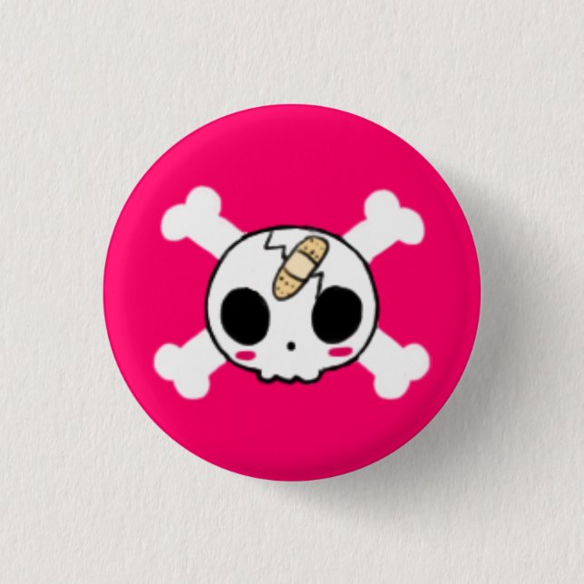 Skull with Band-aid Pinback Button (Front)