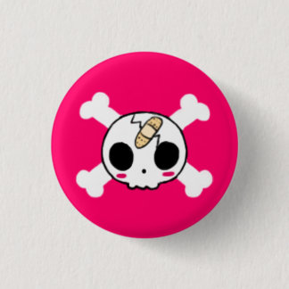 Skull with Band-aid Pinback Button