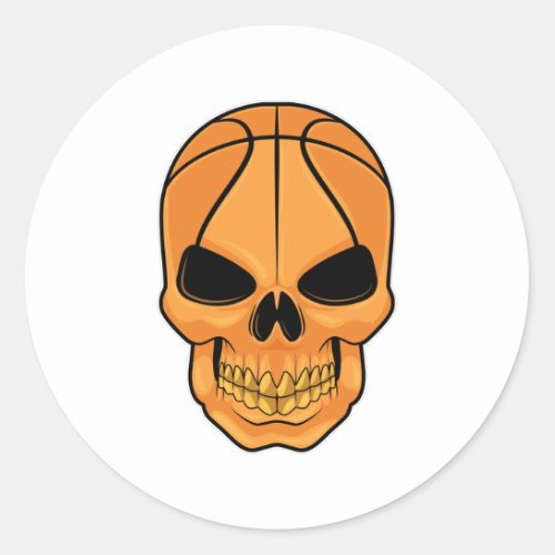 Skull with Basketball Head Classic Round Sticker