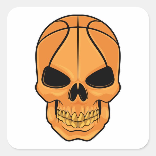 Skull with Basketball Head Square Sticker (Front)