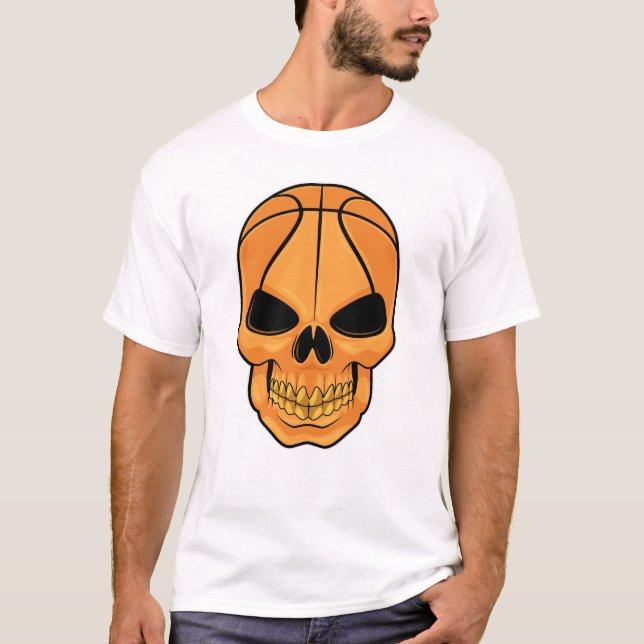 Skull with Basketball Head T-Shirt (Front)