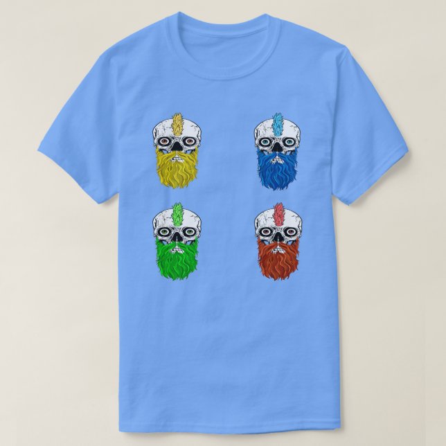 Skull with Beard Rainbow Sticker Pack T-Shirt (Design Front)