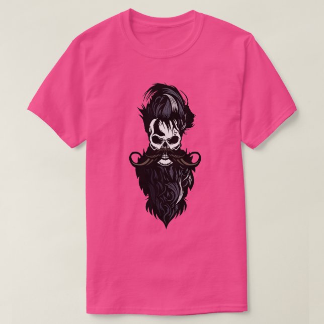 Skull with Beard Sticker T-Shirt (Design Front)
