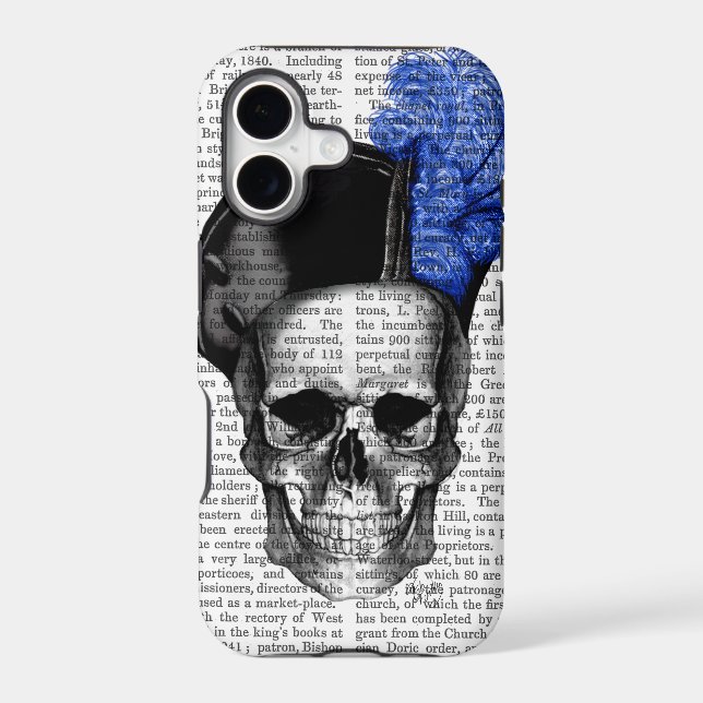 Skull with Blue Hat Iphone Case (Back)