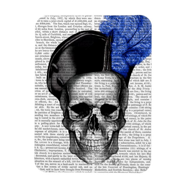 Skull with Blue Hat Magnet (Vertical)