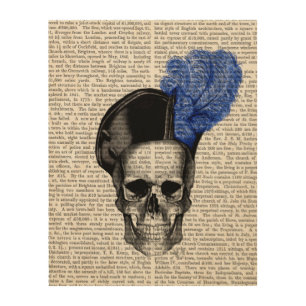 Skull with Blue Hat Wood Wall Decor