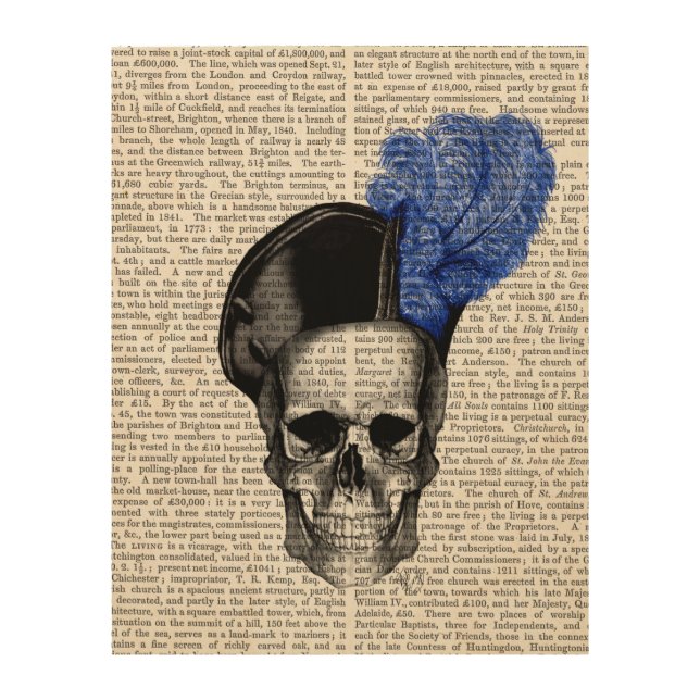 Skull with Blue Hat Wood Wall Decor (Front)