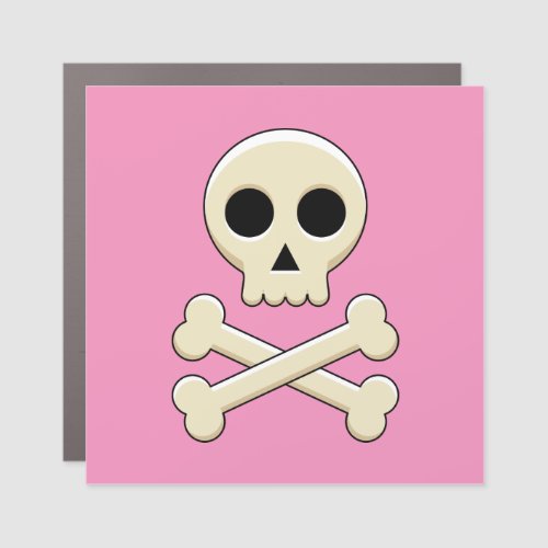 Skull with Bones Car Magnet