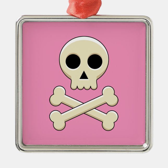 Skull with Bones Metal Ornament (Front)