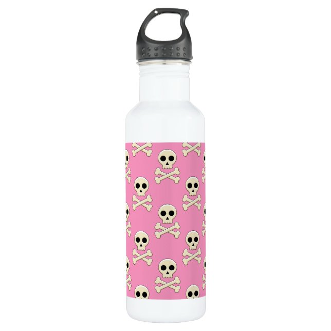 Skull with Bones Stainless Steel Water Bottle (Front)