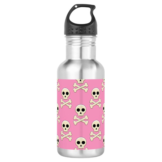 Skull with Bones Stainless Steel Water Bottle (Front)