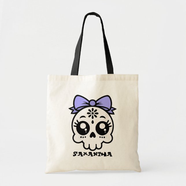 Skull with Bow - Customize Candy Tote Bag (Front)