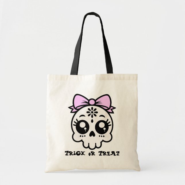 Skull with Bow - Customize Candy Tote Bag (Front)