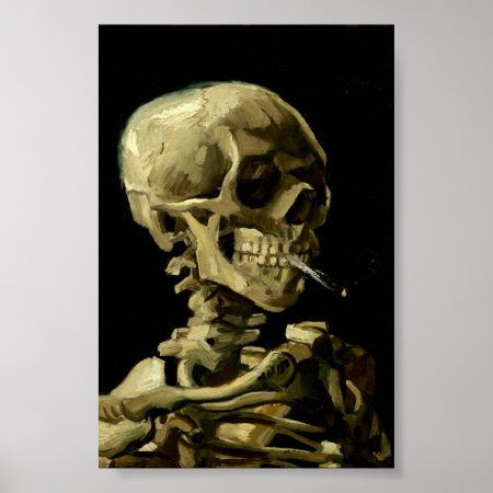 Skull With Burning Cigaret By Van Gogh Poster