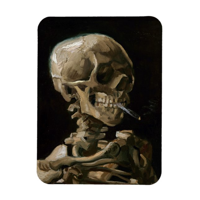Skull with Burning Cigaret Vincent van Gogh Art Magnet (Vertical)
