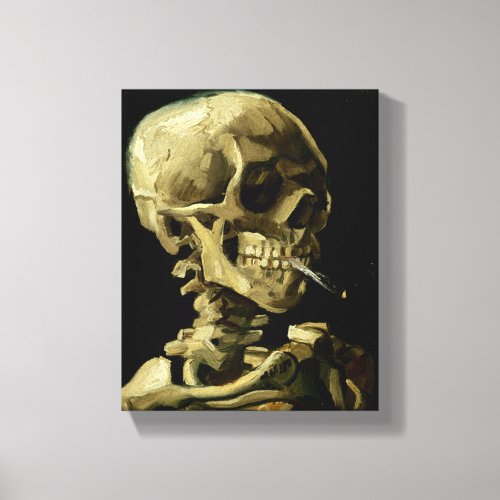 Skull with Burning Cigarette by Van Gogh Canvas Print