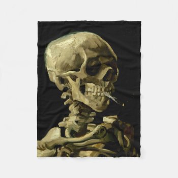 Skull With Burning Cigarette By Van Gogh Fleece Blanket by GalleryGreats at Zazzle