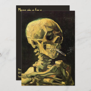 Skull with Burning Cigarette by Van Gogh Halloween Invitation