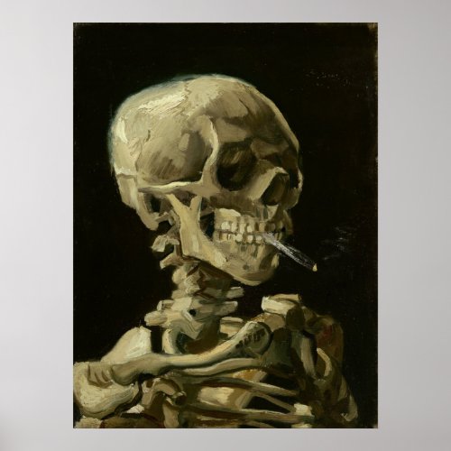 Skull with Burning Cigarette by Van Gogh Poster