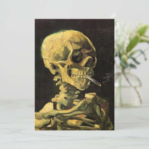 Van Gogh Skull with Burning Cigarette, Vintage Art Personalized Announcement