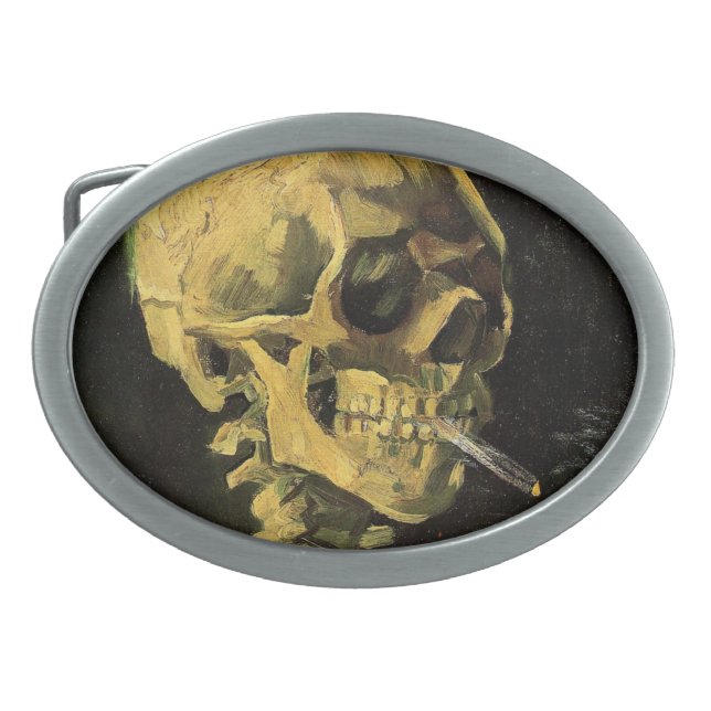 Skull with Burning Cigarette by Vincent van Gogh Belt Buckle (Front)