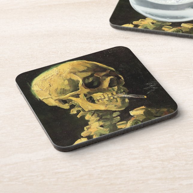 Skull with Burning Cigarette by Vincent van Gogh Beverage Coaster (Left Side)
