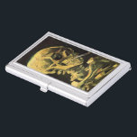 Skull with Burning Cigarette by Vincent van Gogh Case For Business Cards<br><div class="desc">Skull with Burning Cigarette by Vincent van Gogh is a vintage fine art post impressionism still life painting. A portrait of human skeleton smoking. Great image to use for anti-smoking products. Smoking kills 1, 000s every year, help someone to quit smoking today. Great image for Halloween or Día de los...</div>