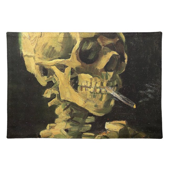 Skull with Burning Cigarette by Vincent van Gogh Cloth Placemat (Front)
